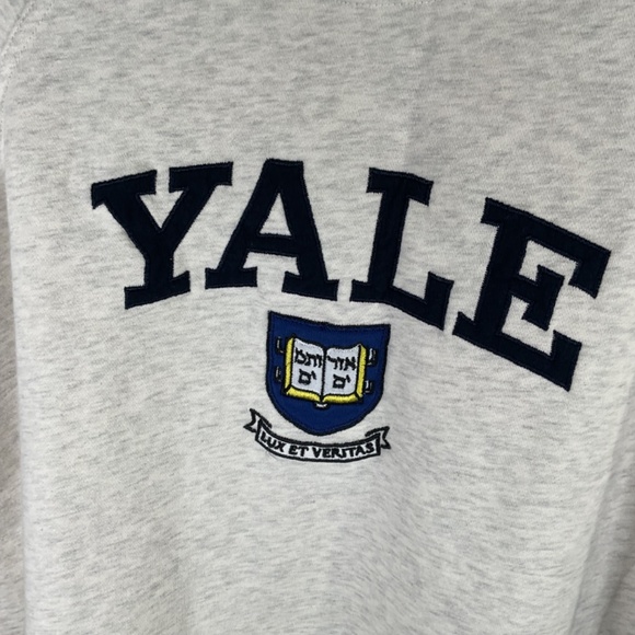 Vtg League Yale Bulldogs Pullover Crewneck XL Collegiate Sweatshirt Embroidery - Picture 2 of 7